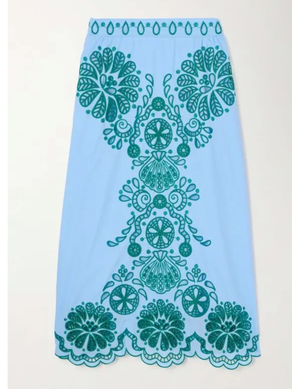 NWT Broderie Anglaise Cotton-Poplin Midi Skirt - Picture 5 of 15